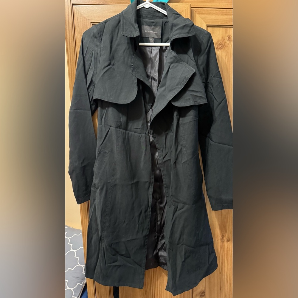 Banana Republic Women's Black Belted Long Line Trench
Coat Sz XS